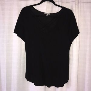 Charlotte Russe Black criss cross T-shirt